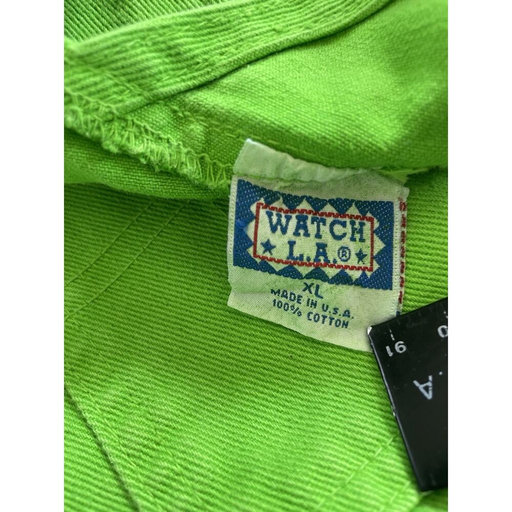 Vintage WATCH L.A. Overalls Womens XL Cotton Denim Jeans GREEN Bibs USA 90s - Picture 10 of 13